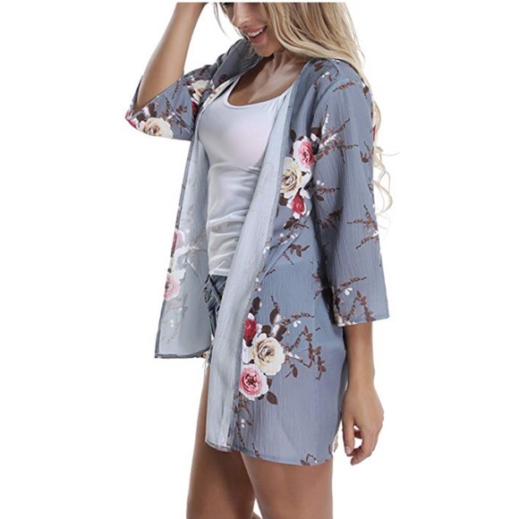 Strange Magic Floral 3/4 Sleeve Kimono Cardigan - Picture 4 of 4